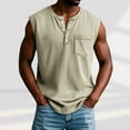 thumbnail image 3 of Dvprdro Fashion Causal Buttons Sleeveless Tank Tops for Men Summer Solid Casual Loose Comfortable T-Shirt Blouse, 3 of 5