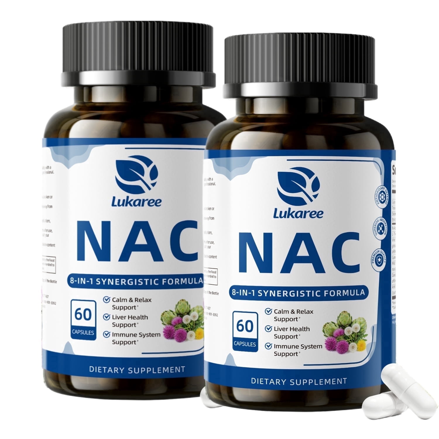 Lukaree NAC 600mg with 98% DHM, Milk Thistle, L-Theanine & GABA - Liver Support & Antioxidant Supplement - Supports Natural Detox, Metabolic Health & Relaxation - 120 Capsules