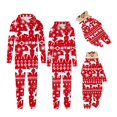 thumbnail image 3 of Family Christmas Onesie Matching Pajamas Cute Print Zip Up Fall Winter Pullover Hooded Jumpsuit Pjs Adult Kids Outfit,Red 2,Dad:XL, 3 of 4