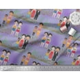 thumbnail image 3 of Soimoi Purple Cotton Voile Fabric Garden Theme Human Figure Decor Fabric Printed Yard 42 Inch Wide, 3 of 3