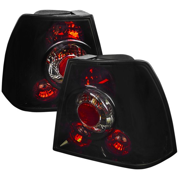 EURO TAIL LIGHTS GLOSSY BLACK HOUSING WITH SMOKE LENS Made for and Compatible with 99-04 VOLKSWAGEN JETTA