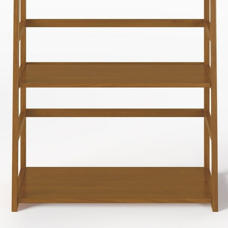 Simpli Home - Acadian Solid Wood 63 inch x 30 inch Rustic Ladder Shelf Bookcase - Light Golden Brown