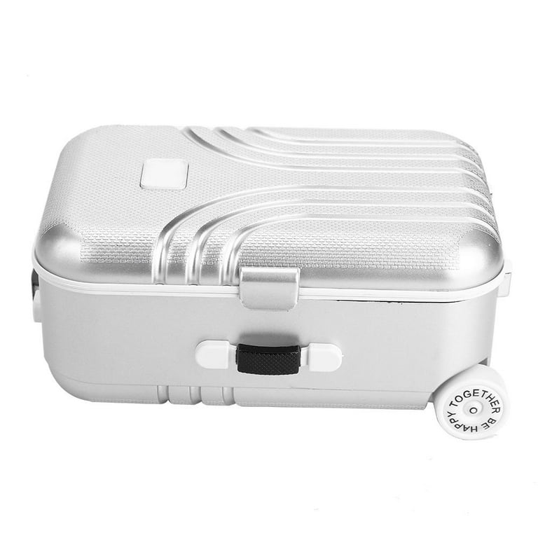 Lyumo Baby Suitcase Toy Cute Plastic Rolling Suitcase Mini Luggage Box, Silver