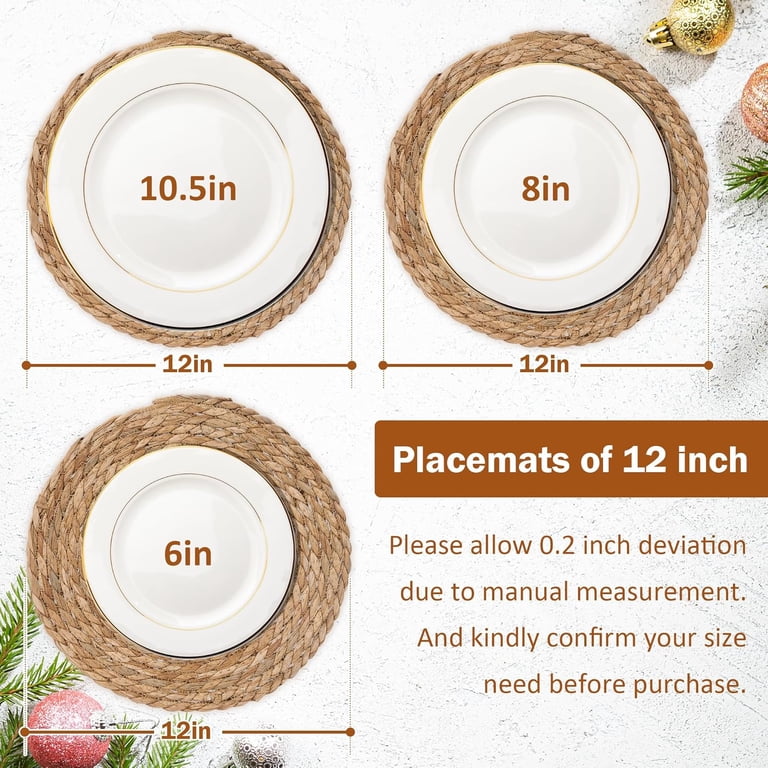 Bevtee Round Woven Water Hyacinth Placemats, Set Of 6 photo 2