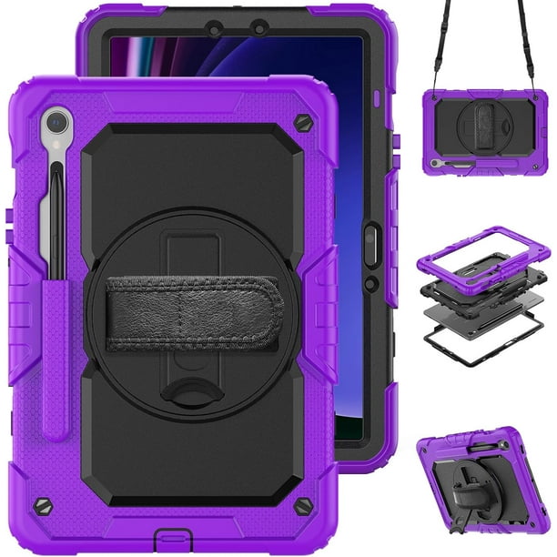 Funda para Samsung Galaxy Tab S10 Lite/ S10 FE/ S9 FE 10.9 pulgadas/Tab S9 11 pulgadas, funda protectora resistente a prueba de golpes con protector de pantalla, soporte giratorio de 360°