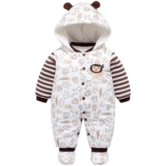 XXWXYD Baby Snowsuit with Be𝖺r Ears & Hood | Winter Warm Romper Jumpsuit | Long Sleeve Thermal Snow Clothing for Kidss