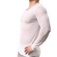 thumbnail image 3 of Jiyugala Men's Shapewear Tops Plus Size Underwear Boxer Briefs Mesh Breathable Shirts Long Sleeve Sleepwear See Through Mesh Blouse Casual Casual Top, 3 of 6