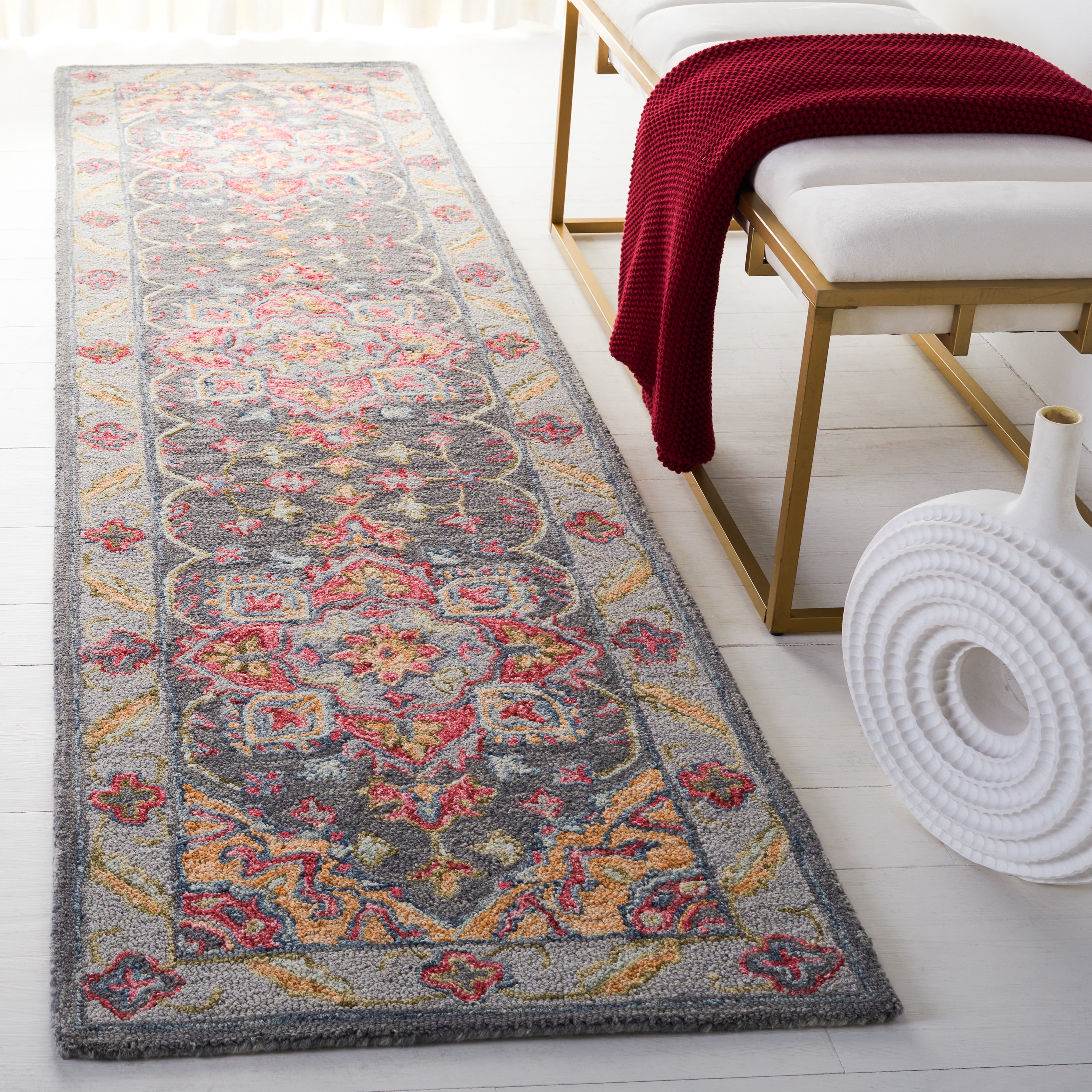 SAFAVIEH Metro David Medallion Runner Rug, Grey/Rust, 2'3" x 9'