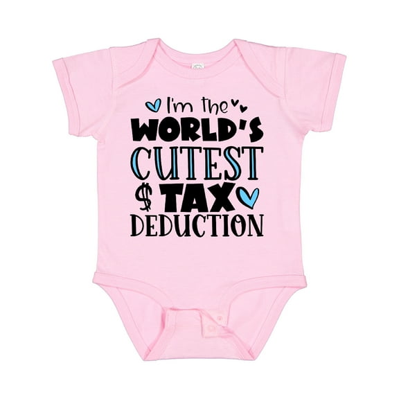 Inktastic I'm the World's Cutest Tax Deduction Blue Hearts Boys or Girls Baby Bodysuit