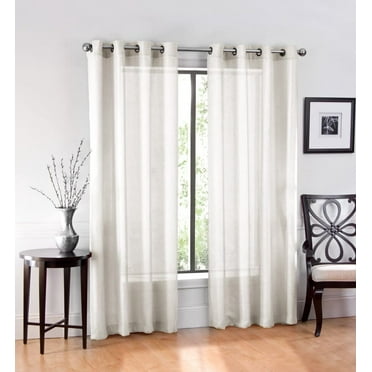 Ruthy's Textile 2 Piece Window Sheer Curtains Grommet Panels 54" X 90" Total 108" X 90" Inch Length for Kitchen,Bedroom/Living Room Color: Ivory