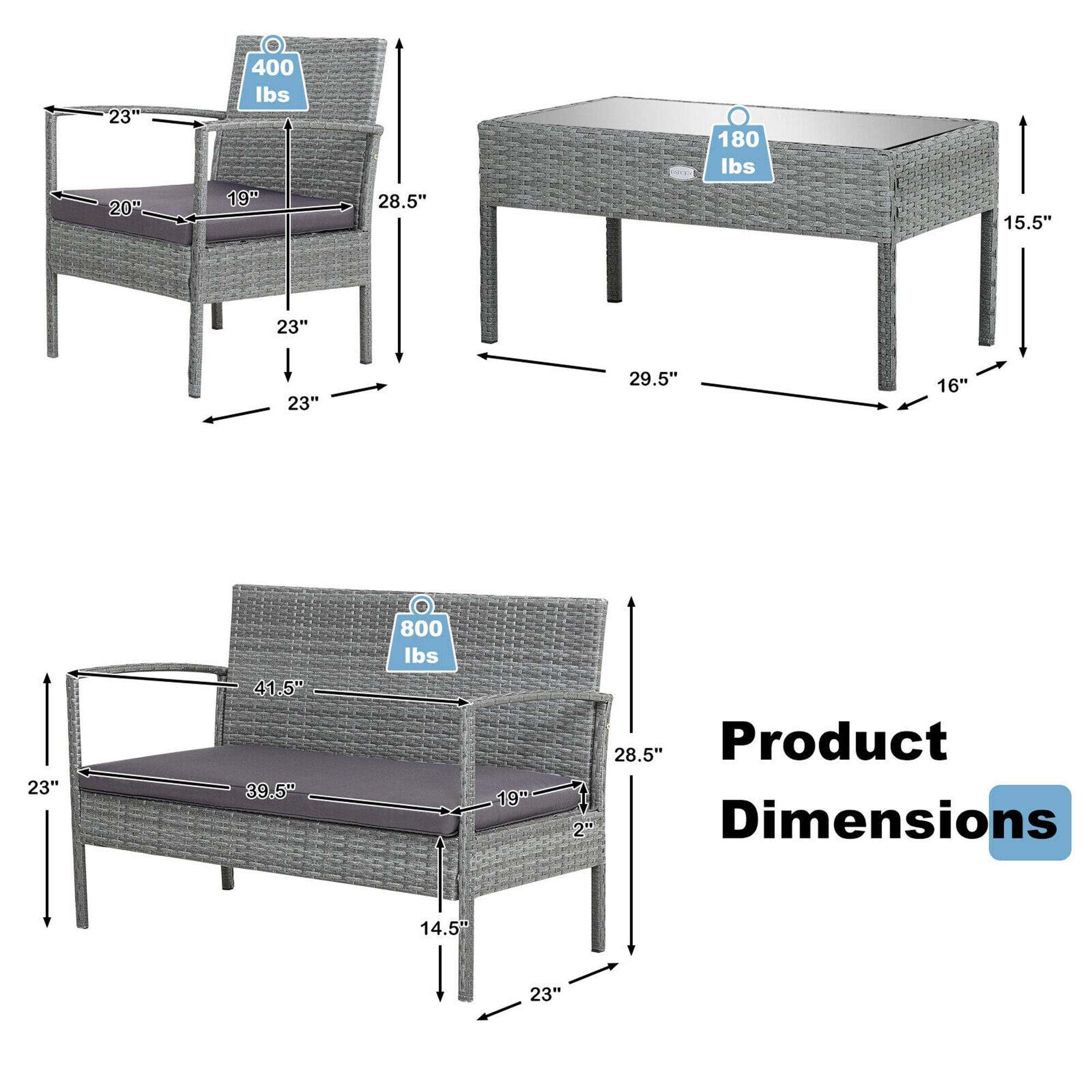 Gymax Fashion 8PCS Rattan Patio Furniture Set Outdoor Wicker Conversation Set w/ Cushions