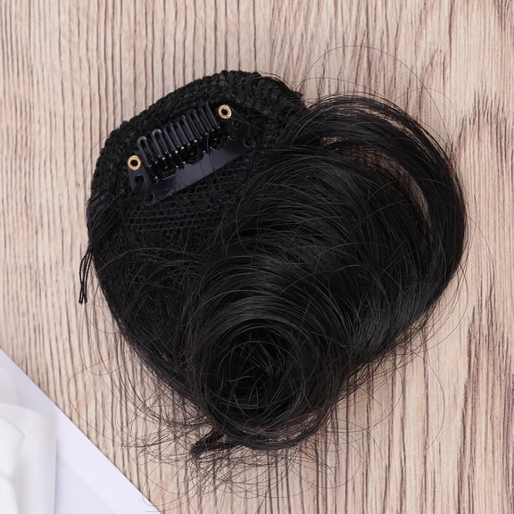 HOOWIFFY 1Pc Black Front Hair Bangs Clip in Fringe for Women with Look