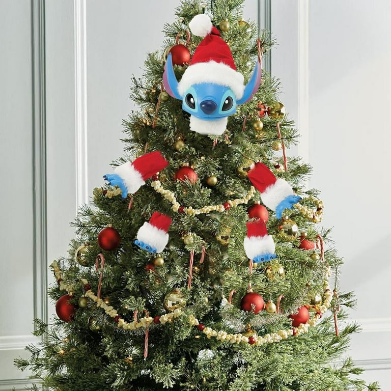 Stitch Christmas Tree Decorations 5-Piece Set - Stitch Ornaments with Santa Hat & Holiday Designs,Fun Party Decor Kit with Hanging Pendants