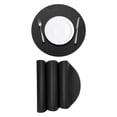 thumbnail image 1 of 4 Pcs Manteles Individuales de Cuero Sintético para Mesa de Cena, Manteles Redondos Resistentes al Calor (Negro), 1 of 5