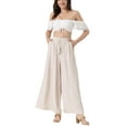 thumbnail image 2 of Allegra K Wide Leg Pants for Women's Flowy Drawstring High Waist Palazzo Pants, 2 of 5