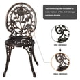 thumbnail image 5 of Alieon Bistro Table and Chairs Set of 2 Outdoor -3 Piece Outdoor Patio Set, Rose Pattern Cast Aluminum Patio Bistro Set for Garden Balcony, Durable Rust All-Weather Resistance, Rose Bronze, 5 of 7