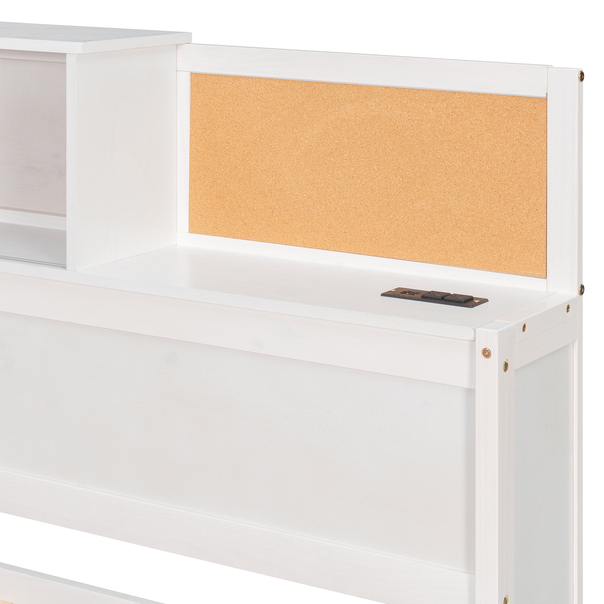 Sailvan Twin Size Wooden Daybed with 3 Storage Drawers, Upper Soft Board, Shelf, Set of Sockets