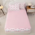 thumbnail image 4 of Manfei Watercolor Bow Zipper Twin Comforter Sets with Fitted Sheet and 2 Pillowcases For Girls,Pink Ribbon Bowknot Zipper Bedding Set For Kids,Pink Reversible,4-Piece, 4 of 7