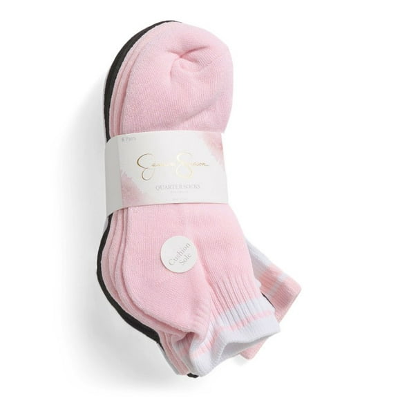 JESSICA SIMPSON SOCKS WOMEN'S - QUARTER 253 - PINK - SHOE SZ 4-10 - PACK 8