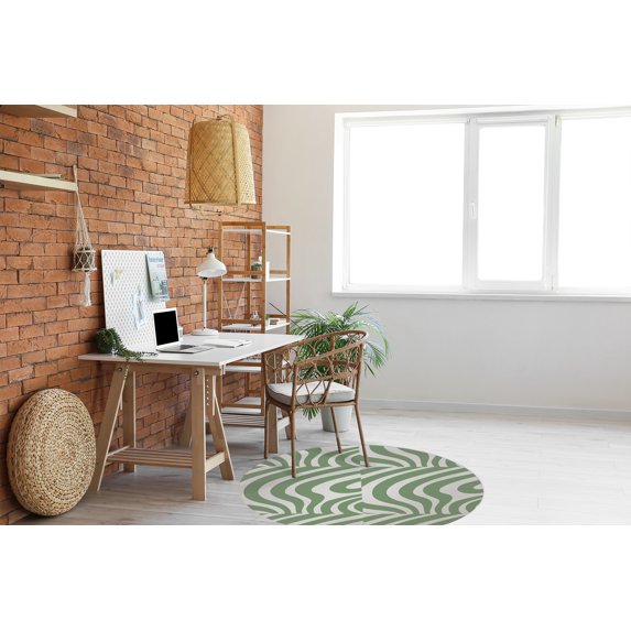 WAVY ABSTRACT PRINT GREEN Office Mat By Becky Bailey