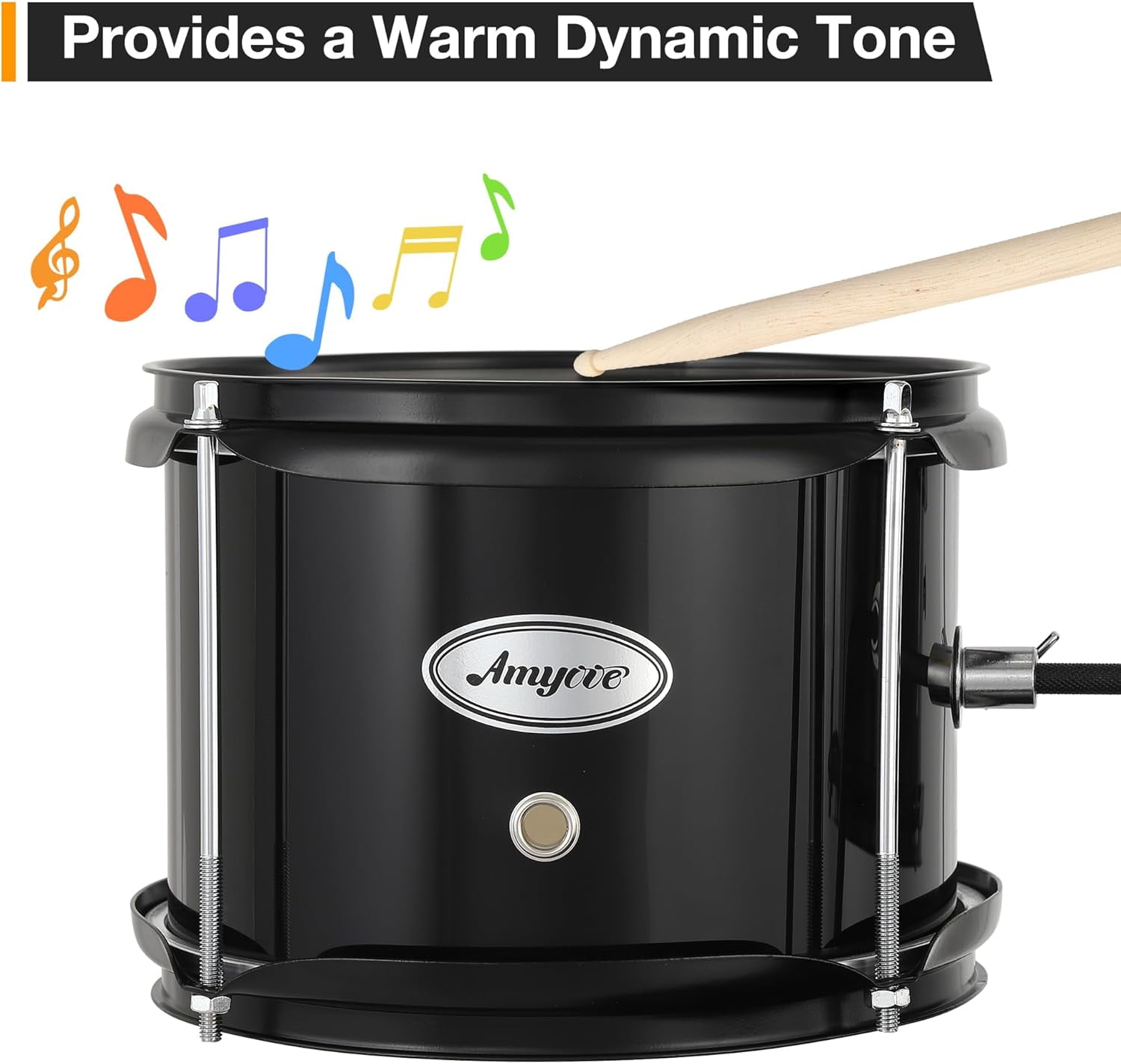 3-Piece Drum Set, Wood & Metal Construction, Includes Bass Drum, 2 Toms, Cymbal, Sticks, Bass Pedal & Stool, Complete Beginner Percussion Kit, Dark Black