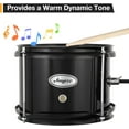 thumbnail image 2 of 3-Piece Drum Set, Wood & Metal Construction, Includes Bass Drum, 2 Toms, Cymbal, Sticks, Bass Pedal & Stool, Complete Beginner Percussion Kit, Dark Black, 2 of 8