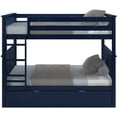 thumbnail image 1 of BEDSMART Solid Wood Twin Over Twin Bunk Bed With Trundle | Blue, 1 of 3