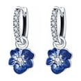 thumbnail image 1 of "Pendientes De Plata S925 Forma De Aro, Flor Azul De Aretes "Belug, 1 of 5