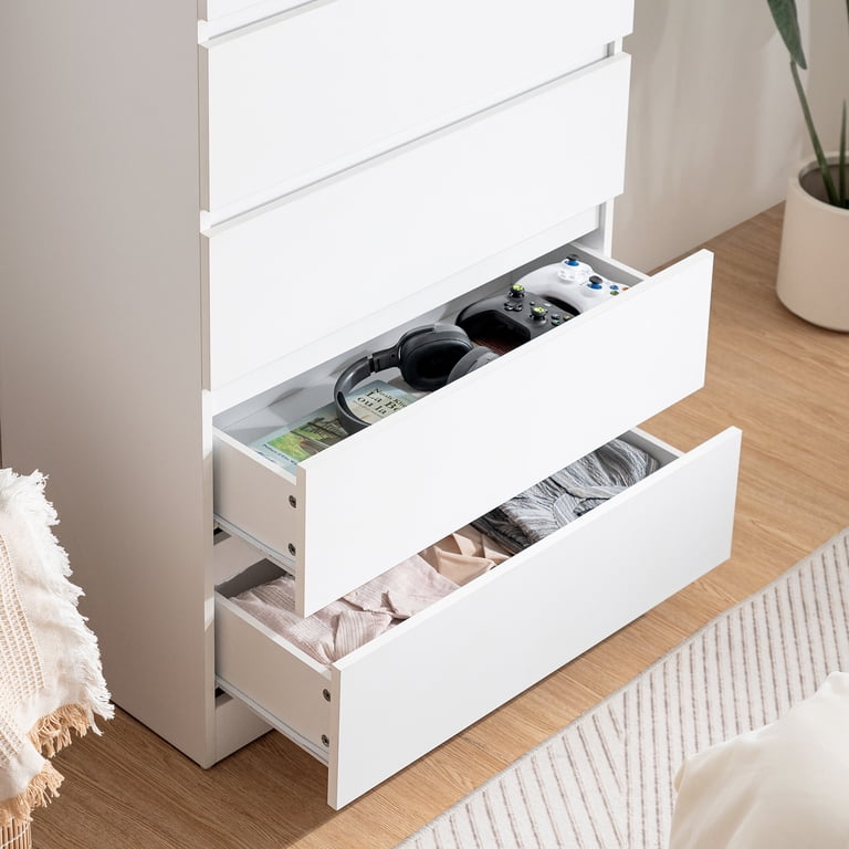 Hommpa Dresser for Bedroom, 48 inchh White Dresser for Closet, 5 Drawers Tall Wooden Modern Storage Chests of Drawers for Women, Living Room Furniture