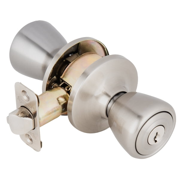 b*e様 SOUTH CLICK Brinks Keyed Entry Tulip Style Doorknob and Deadbolt Combo, Satin