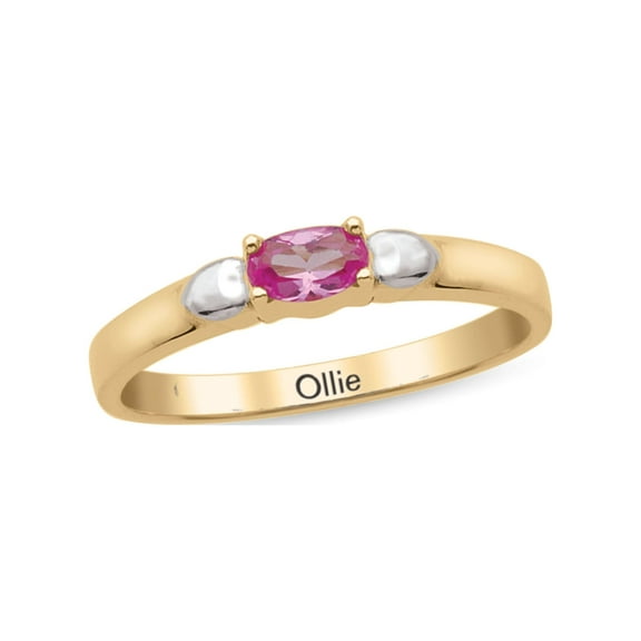 Personalized Heart Design Engravable Birthstone Ring in 10K and 14k Gold