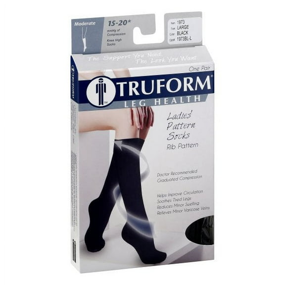 Women's Trouser Socks, Dress Style, Rib Pattern: 15-20 mmHg, Black, Large
