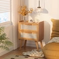 thumbnail image 2 of Rattan Nightstand, Boho End Table with 2 Drawers Bedroom Bedside Side Tables Brown Night Stand for Living Room, Bedroom, Dorm Room Essentials, 2 of 8