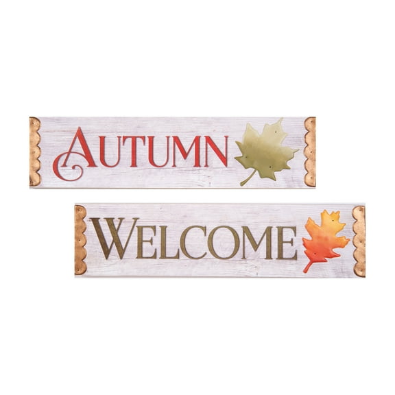 Welcome Autumn Wall Plaque A/2 White Fall/Harvest/Thanksgiving Decor