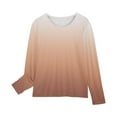 thumbnail image 4 of HOMADLES Long Sleeve Shirts for Teen Girls Gradient Round Neck Solid Lightweight Casual Outdoor, Fashion Tee Brown 4 T, 4 of 7