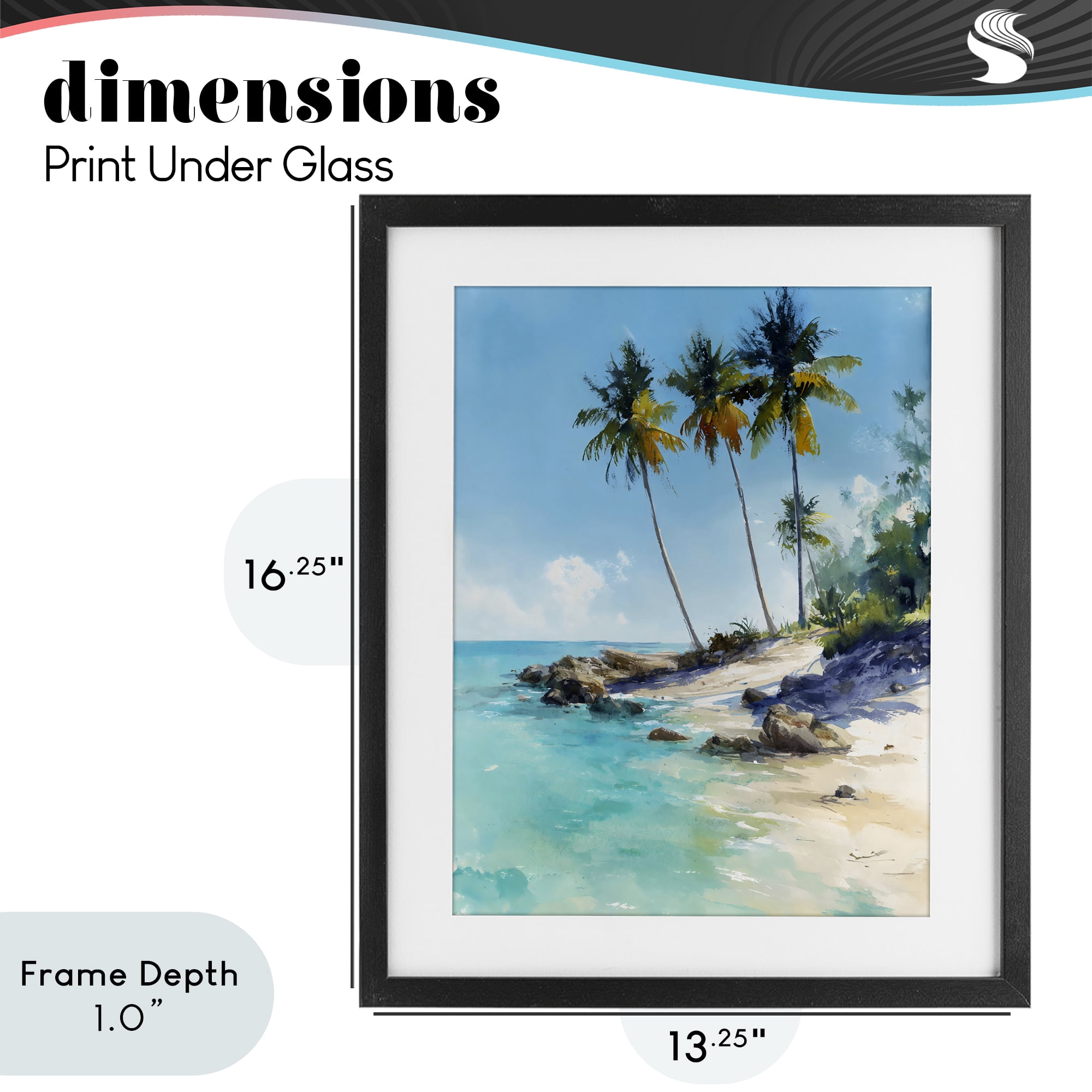 Stupell Industries Rocky Tropical Shore Black Framed Print Under Glass, design by Franklyn Gregory