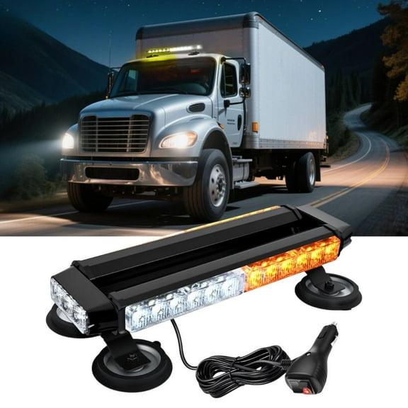 Nilight 14.5" 30LED Strobe Light Bar Double Side Rooftop Emergency Flashing Lights Amber White Safety Warning Hazard Light Bars with Magnetic Base for Trucks Pickup