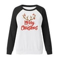 thumbnail image 4 of Merry Christmas Shirts for Women Plus Size Xmas Santa Hat Print Sweatshirt Long Sleeve Baseball T-Shirt Crewneck Casual Top, 4 of 5