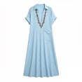 thumbnail image 6 of Sokhug Women's Maxi Shirt Summer Dresses Turn Down Collared Short Sleeve Embroidered Loose Tunic Dress with Pockets, 6 of 6