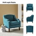 thumbnail image 3 of Wooden Upholstery Armchair Lounge Sofa Club Accent Chair Nailhead Trim Side Chair Living Room Bedroom Blue, 3 of 6