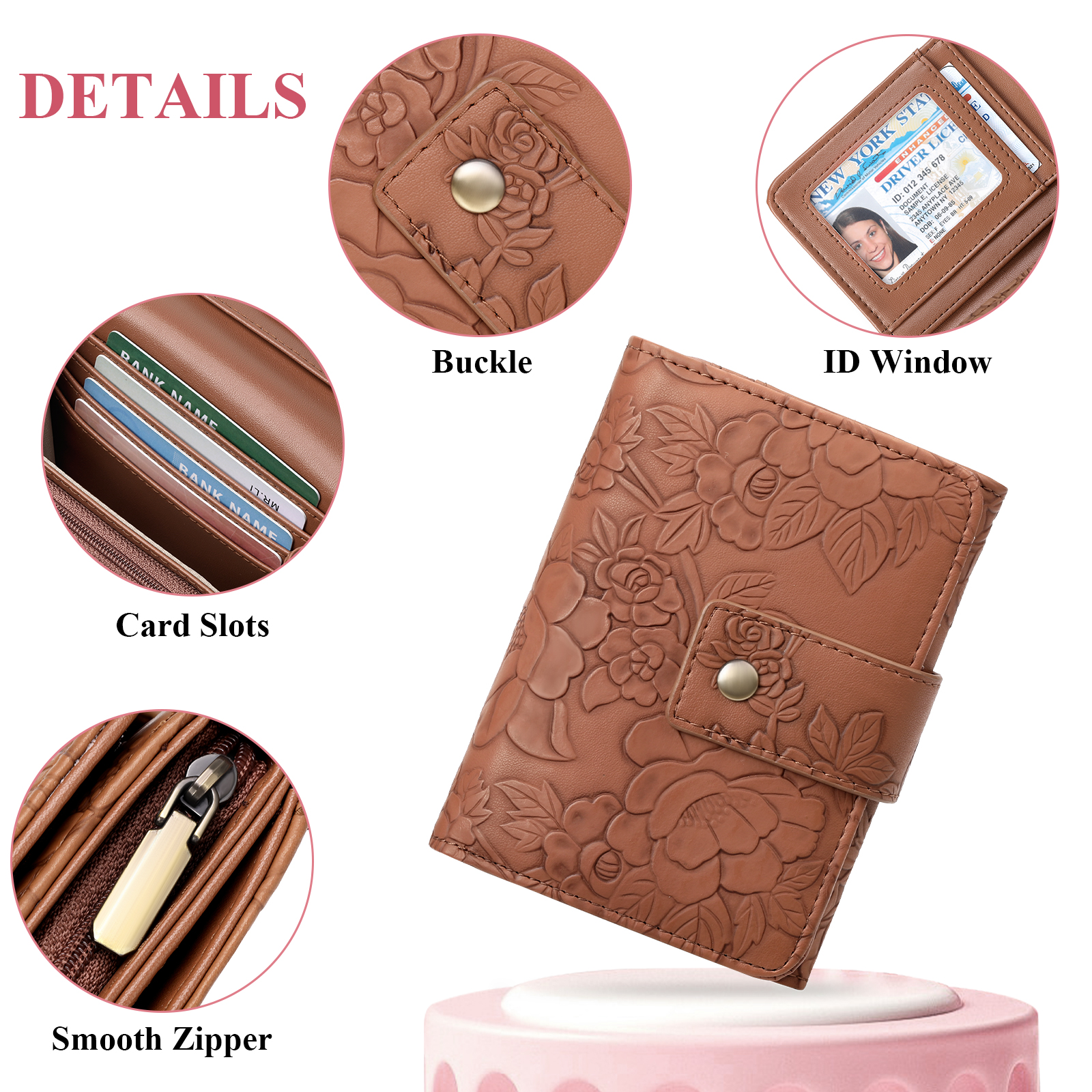 SENDEFN Leather Trifold Wallet with RFID Blocking photo 2