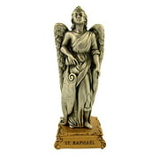 The Michelangelo Liturgical Sculpture Collection Pewter Saint St Raphael Figurine Statue on Gold Tone Base, 4 1/2 Inch
