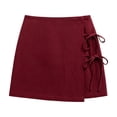 thumbnail image 6 of Wensltd Women Wrap Front Mini Skort with Tie Detail High Waist Linen Blend Shorts Skirt for Casual Summer Wear, 6 of 6