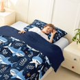 thumbnail image 4 of Feelyou Ink Ocean Shark Twin Comforter Sets for Kids Boys Girls, kawaii Marine Animal Bedding Set, Navy, Blue Reversible, 2-Piece, 4 of 6