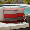 thumbnail image 4 of Red Wooden Outdoor Waterproof Pillow Covers, Grey Stripe Gradient Country Rustic Grain Decorative Square Throw Pillowcase Sofa Cushion Sham for Patio/Couch/Chair, 24"x24" 2 Pack, 4 of 8