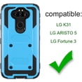 thumbnail image 2 of Mignova for LG K31 Case,LG Aristo 5 Case,LG Fortune 3 Case,[Built-in Screen Protector][Kickstand] Heavy Duty Rugged PC Back &Soft TPU Inner Armor Swivel Belt Clip Holster Protective Case(Blue), 2 of 7