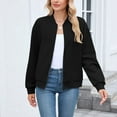 thumbnail image 6 of felwors Womens Bomber Jacket Zip Up Casual Jackets Lightweight Trendy Outerwear Coat with Pockets Black, M, 6 of 7