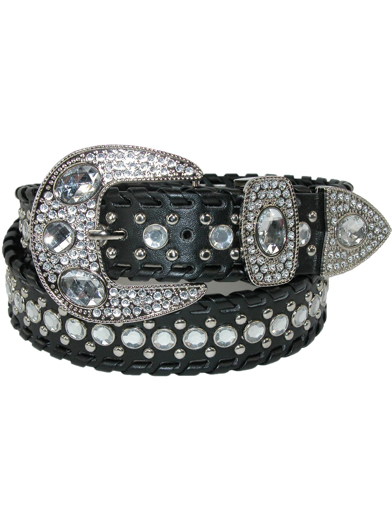 CTM Women's Western Belt with Rhinestones and Studs