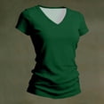 thumbnail image 5 of Women's Classic Fit T Shirts Short Sleeve V Neck Casual Tee Shirt Summer Tops Dark Green S, 5 of 5