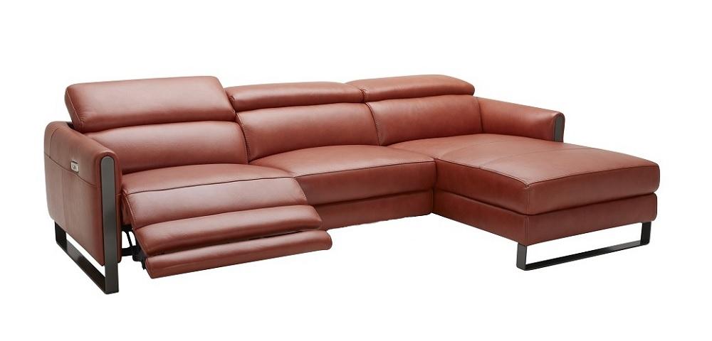 Modern Premium Ochre Leather Motion Sectional Sofa Right Hand Chase J&M Nina - image 3 of 4